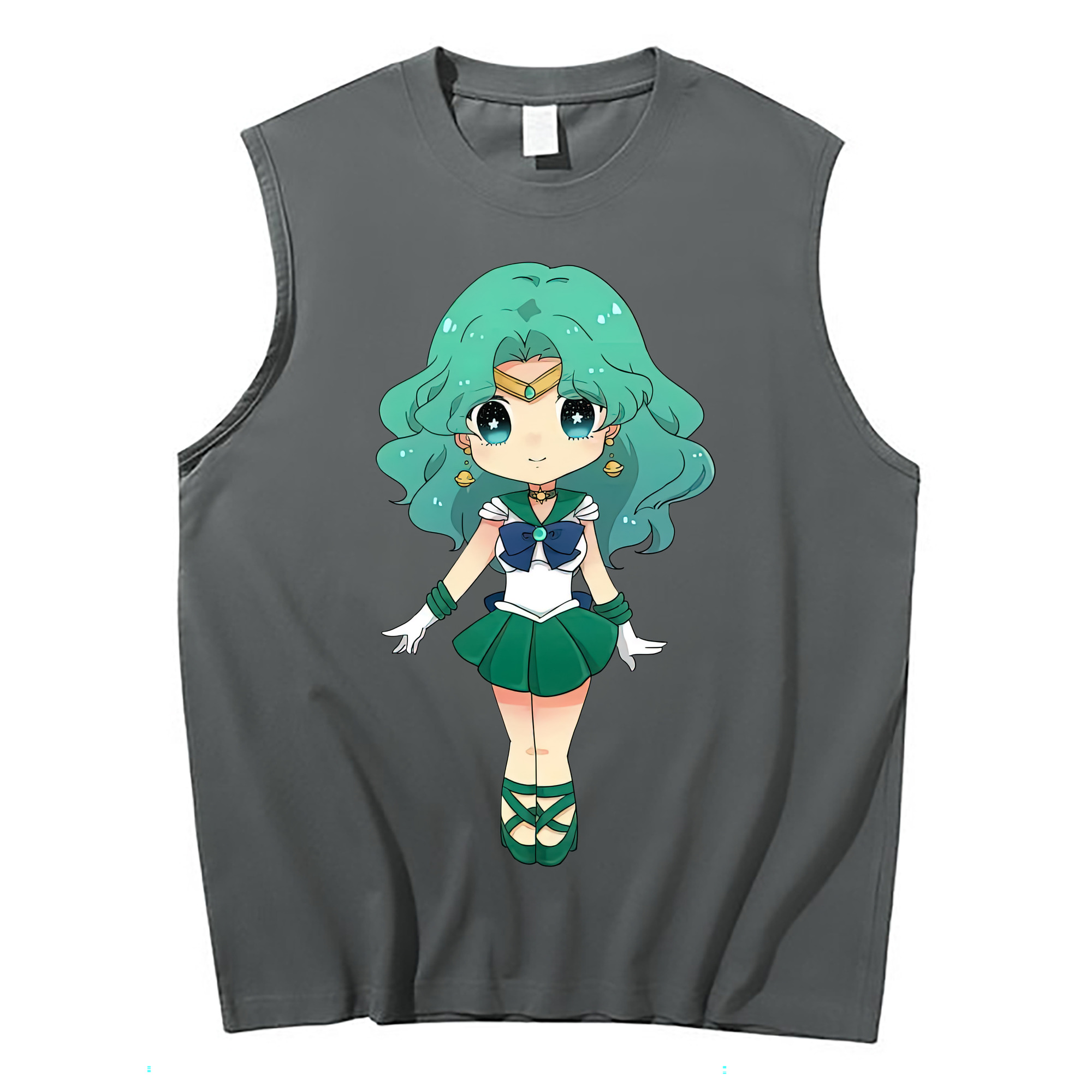 （画像用） 美少女戦士セーラームーン 海王 みちる（かいおう みちる） Sailor Moon Kaiou Michiru コットン100％タンクトップ（フロントプリント）